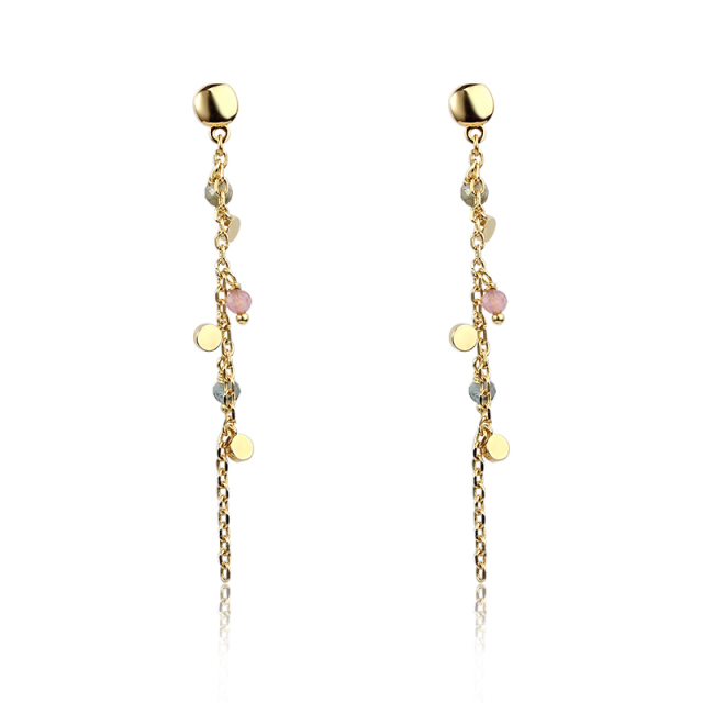 925 Sterling Silver Coin Faceted Tourmaline Earring Studs