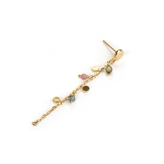 925 Sterling Silver Coin Faceted Tourmaline Earring Studs