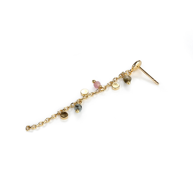 925 Sterling Silver Coin Faceted Tourmaline Earring Studs