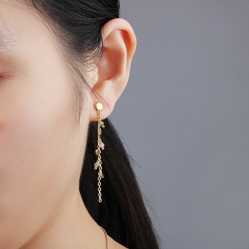 925 Sterling Silver Coin Faceted Tourmaline Earring Studs
