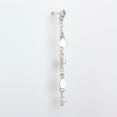 925 Sterling Silver CZ Coin Pearl Earring Studs