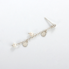 925 Sterling Silver CZ Coin Pearl Earring Studs