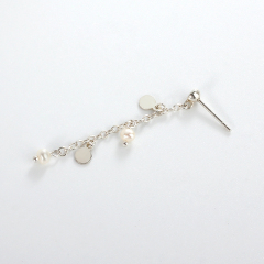 925 Sterling Silver CZ Coin Pearl Earring Studs