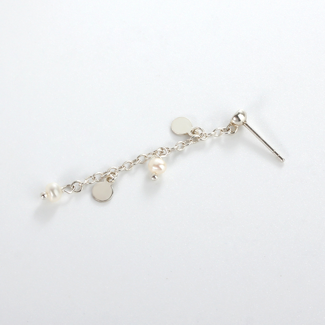 925 Sterling Silver CZ Coin Pearl Earring Studs