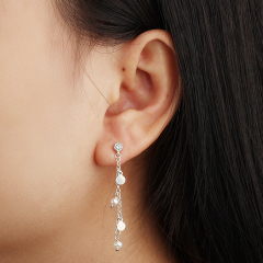 925 Sterling Silver CZ Coin Pearl Earring Studs