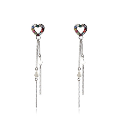 925 Sterling Silver Crystal Heart Earring Studs