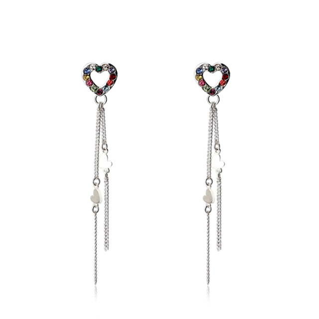 925 Sterling Silver Crystal Heart Earring Studs
