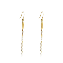 925 Sterling Silver CZ And Pearl Earrings Hook