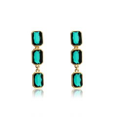 925 Sterling Silver Three Crystal Earring Studs