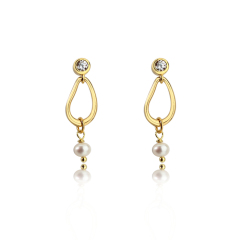 925 Sterling Silver CZ And Pearl Earring Studs