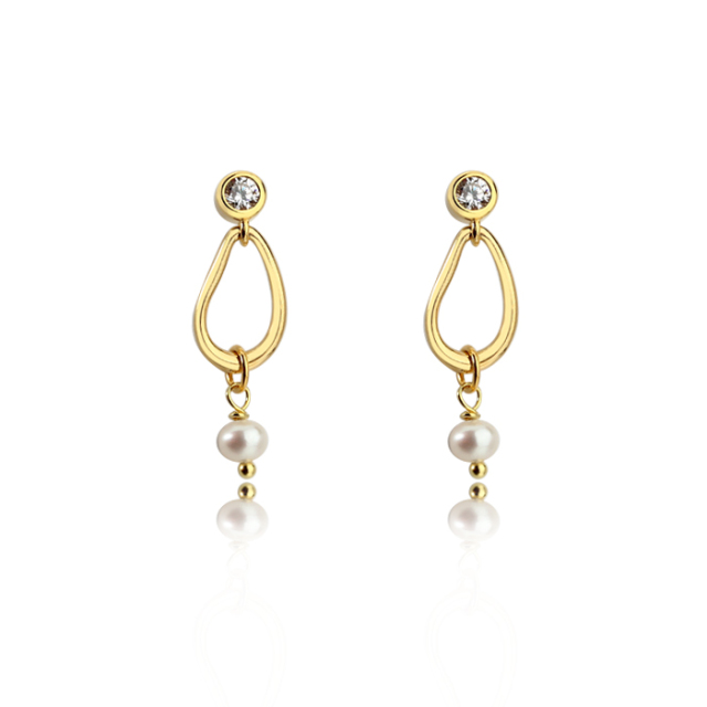 925 Sterling Silver CZ And Pearl Earring Studs