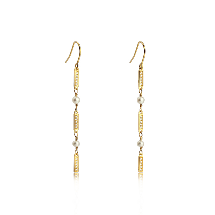 925 Sterling Silver CZ And Pearl Earrings Hook For Women