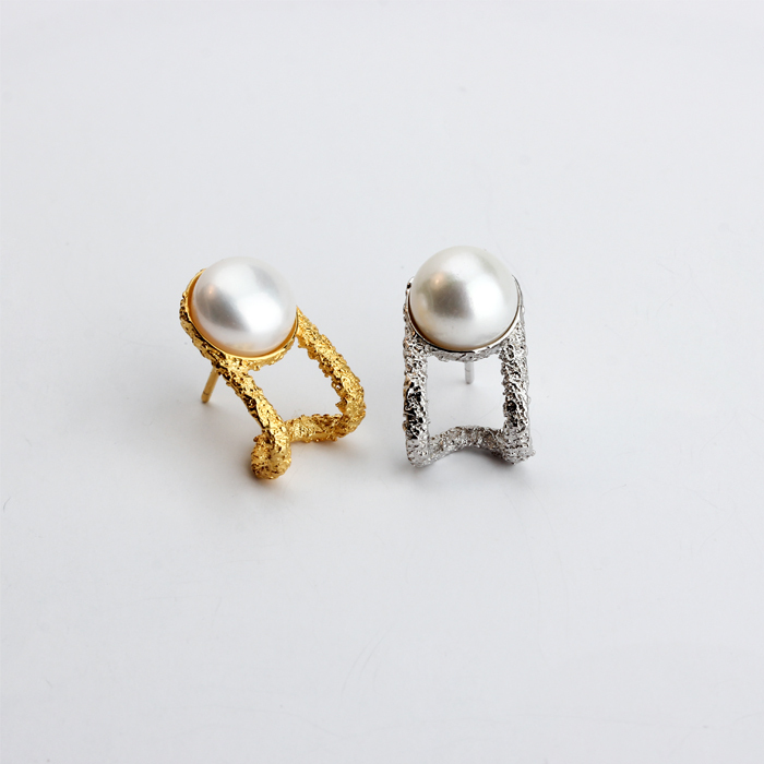 925 Sterling Silver Geometry New Design Earrings Stud