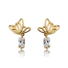 925 Sterling Silver Butterfly Cubic Zirconia Earring Stud