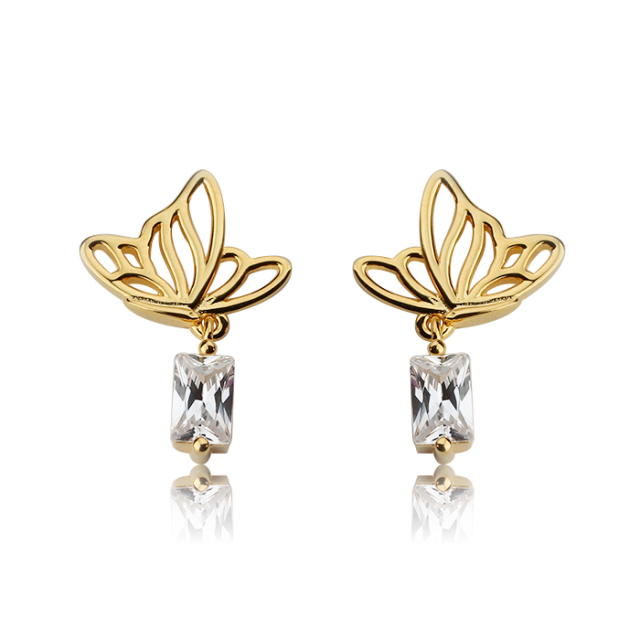 925 Sterling Silver Butterfly Cubic Zirconia Earring Stud