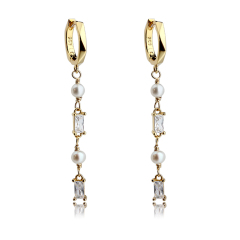 925 Sterling Silver Handmade Freshwater Pearl Tassel Earring Hoop