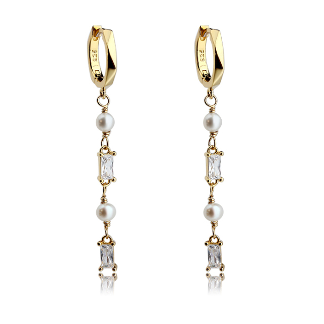 925 Sterling Silver Handmade Freshwater Pearl Tassel Earring Hoop