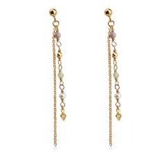 925 Sterling Silver Handmade Beads With Gemstone Tassel Earring Wire