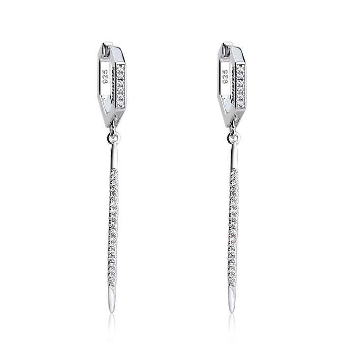 925 Sterling Silver Hexagon Earring Huggie Hoop