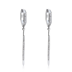 925 Sterling Silver Hexagon Earring Huggie Hoop