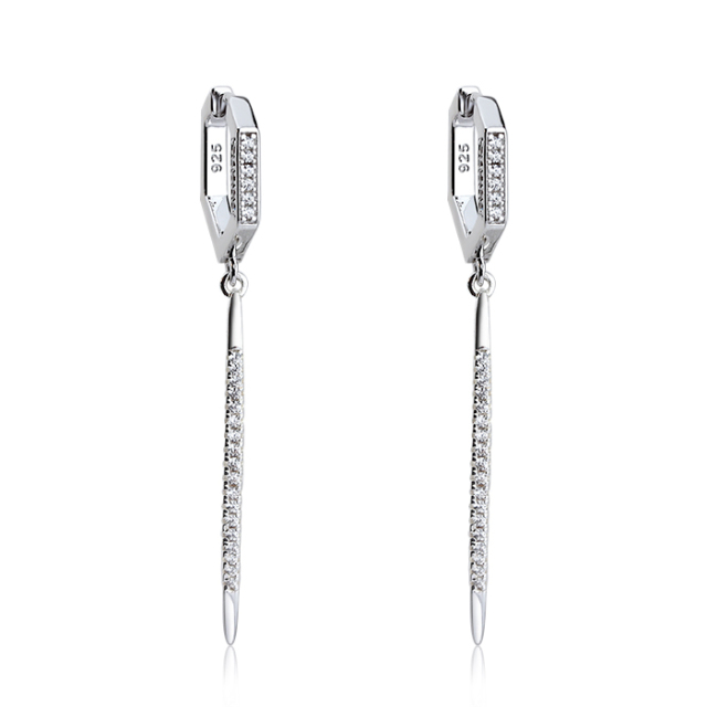 925 Sterling Silver Hexagon Earring Huggie Hoop