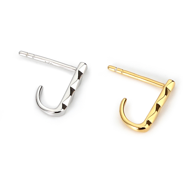 Sterling Silver Diamond Cut Surface Earlobe Stud