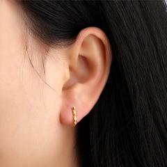 Sterling Silver Diamond Cut Surface Earlobe Stud