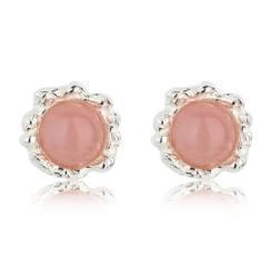 925 Sterling Silver Pink Opal Earring Stud