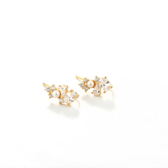 925 Sterling Silver Pearl &amp; CZ Earring