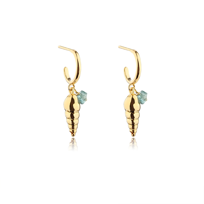925 Sterling Silver Conch Shell Earrings Hoop