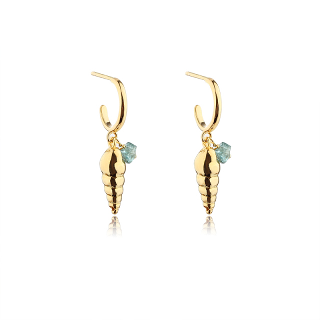 925 Sterling Silver Conch Shell Earrings Hoop
