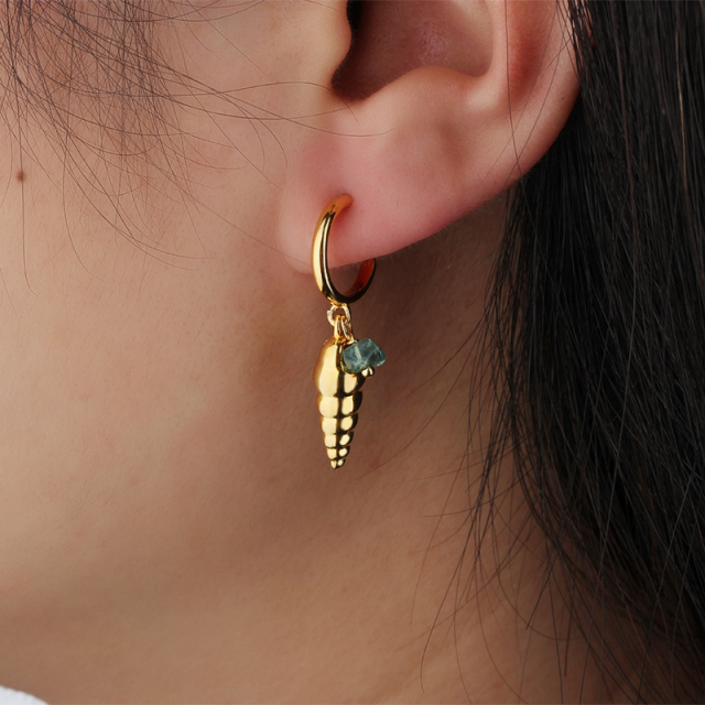 925 Sterling Silver Conch Shell Earrings Hoop