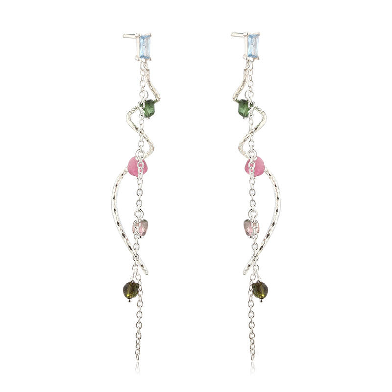 925 Sterling Silver Pearl &amp; Gems Stone Earrings