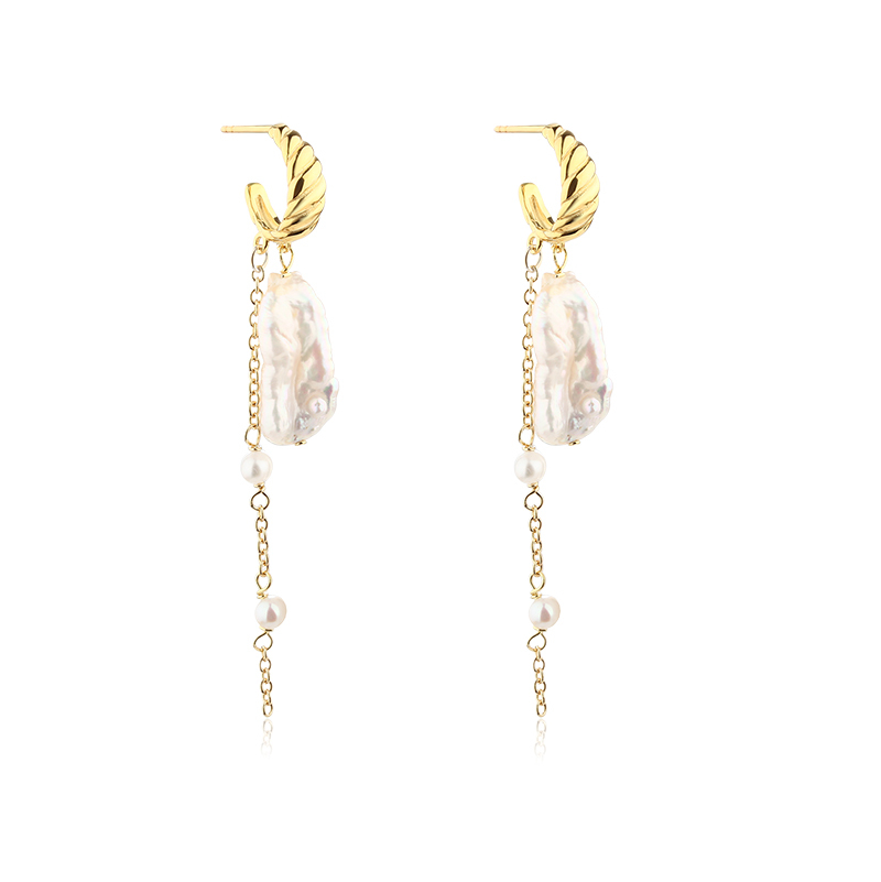925 Sterling Silver Baroque Pearl Earrings Studs