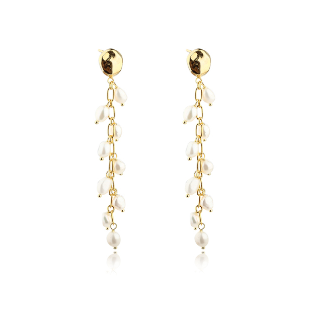 925 Sterling Silver Baroque Pearl Earrings