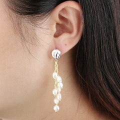 925 Sterling Silver Baroque Pearl Earrings Studs