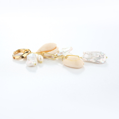 925 Sterling Silver Shell & Baroque Pearl Huggie Earrings