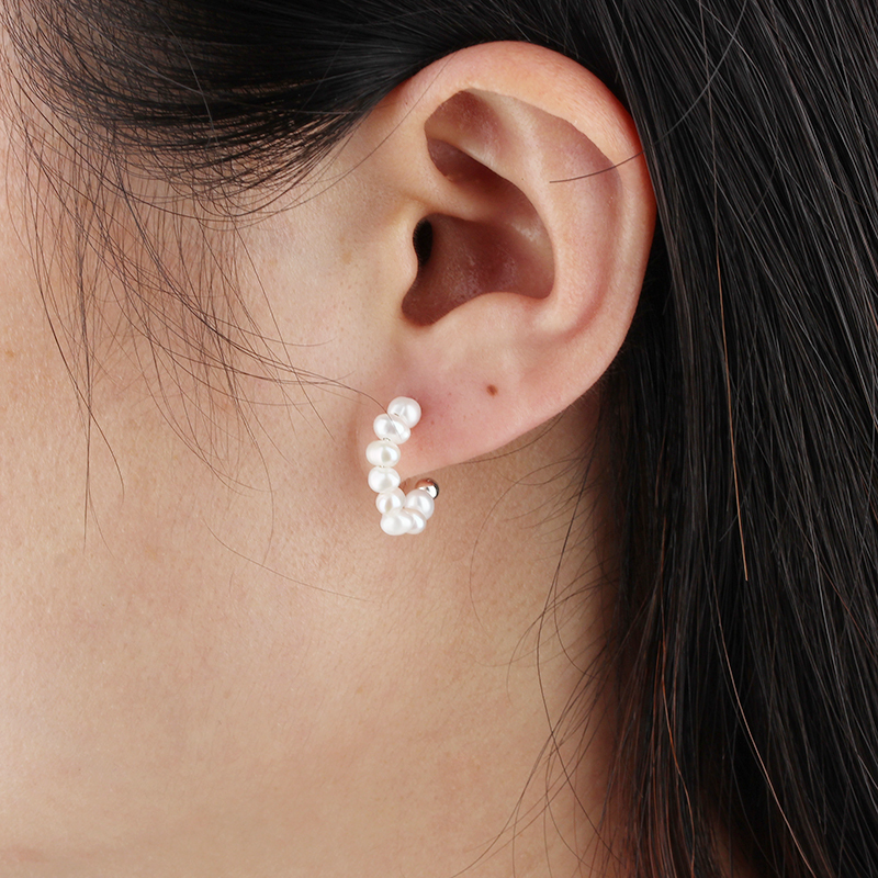 925 Sterling Silver Baroque Pearl Earrings Studs