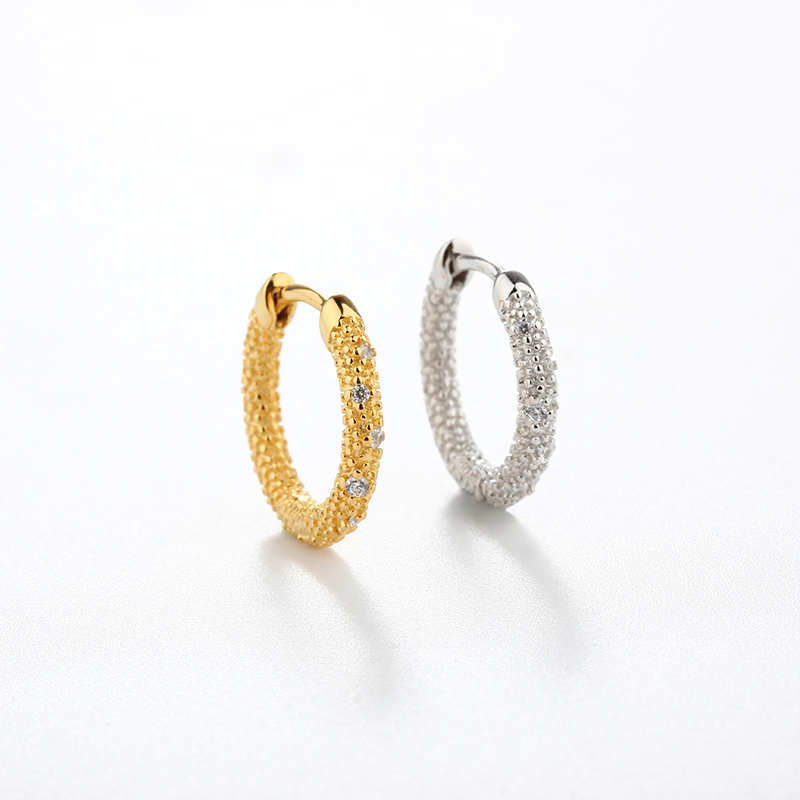 925 Sterling Silver CZ Huggies Earrings