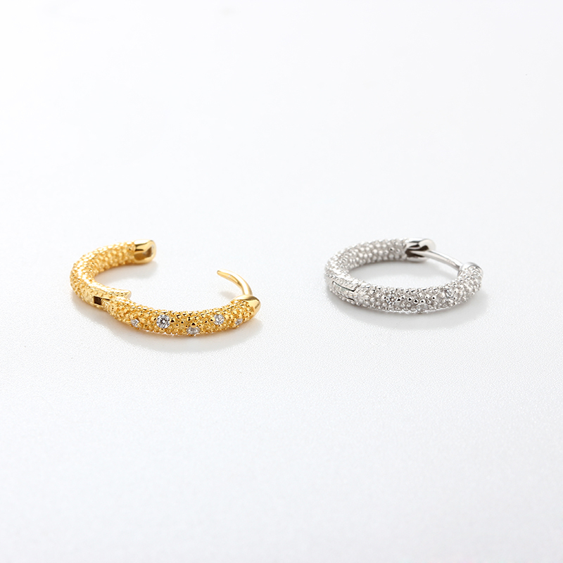 925 Sterling Silver CZ Huggies Earrings