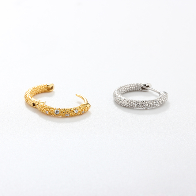 925 Sterling Silver CZ Huggies Earrings