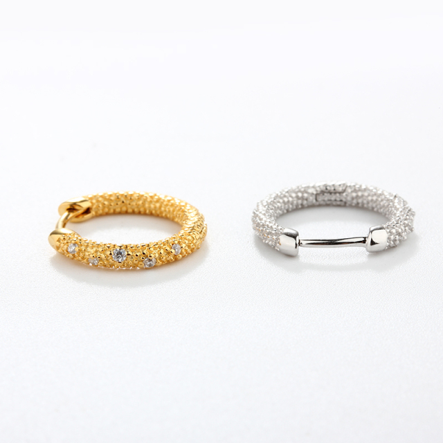 925 Sterling Silver CZ Huggies Earrings