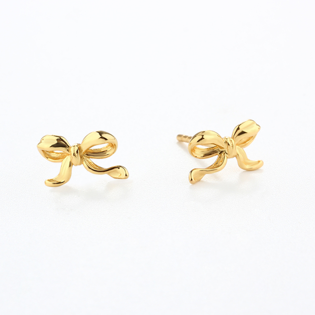 925 Sterling Silver Bow Knot Earrings Studs