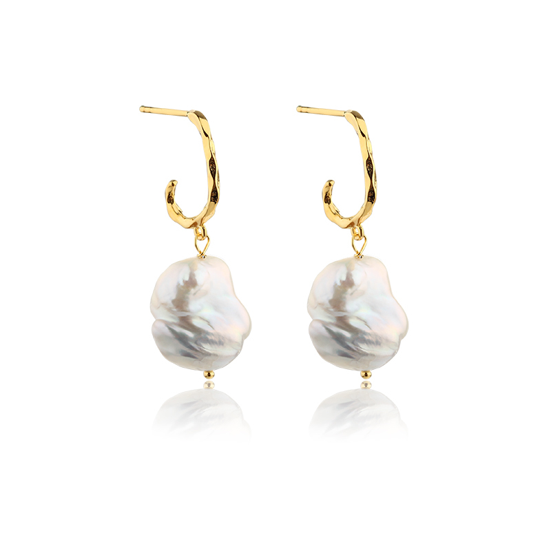 925 Sterling Silver Baroque Pearl Earrings