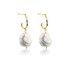 925 Sterling Silver Baroque Pearl Earrings