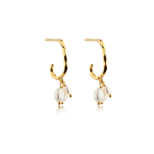 925 Sterling Silver Baroque Pearl Earrings Studs
