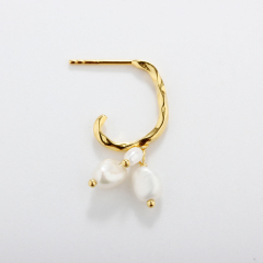 925 Sterling Silver Baroque Pearl Earrings Studs