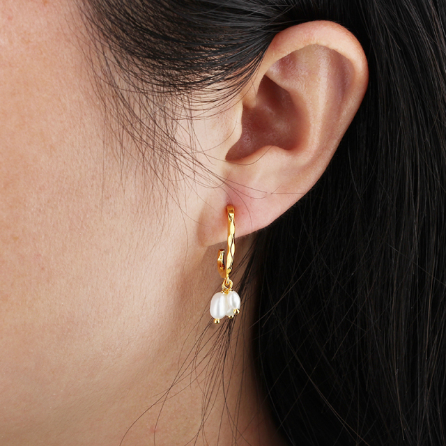 925 Sterling Silver Baroque Pearl Earrings Studs