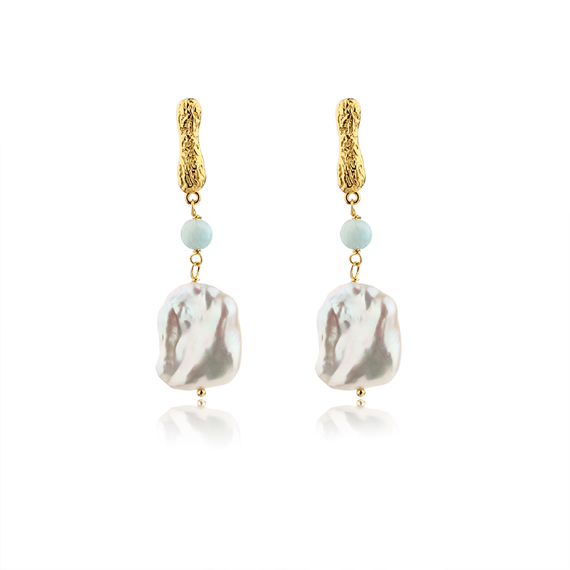 925 Sterling Silver Baroque Pearl Earrings