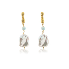 925 Sterling Silver Baroque Pearl Earrings
